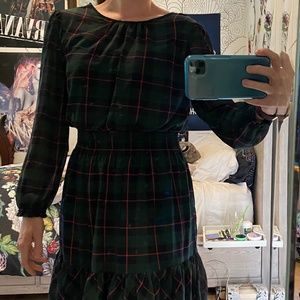 J Crew plaid Green Red dress Holiday Christmas Event
